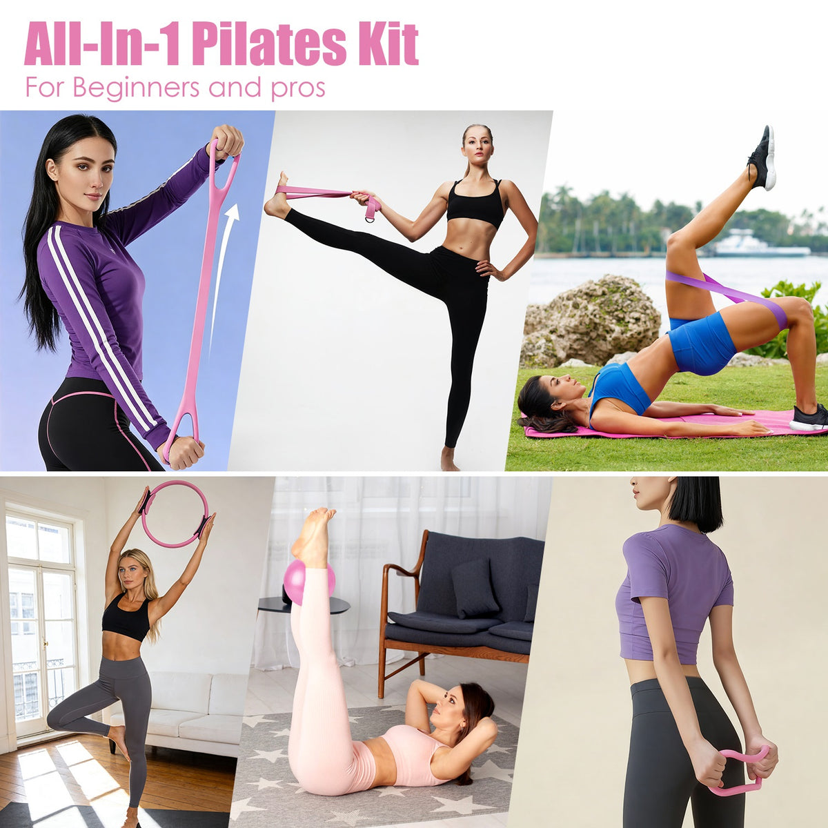 Pilates ring exercise ball bands straps and carry bag