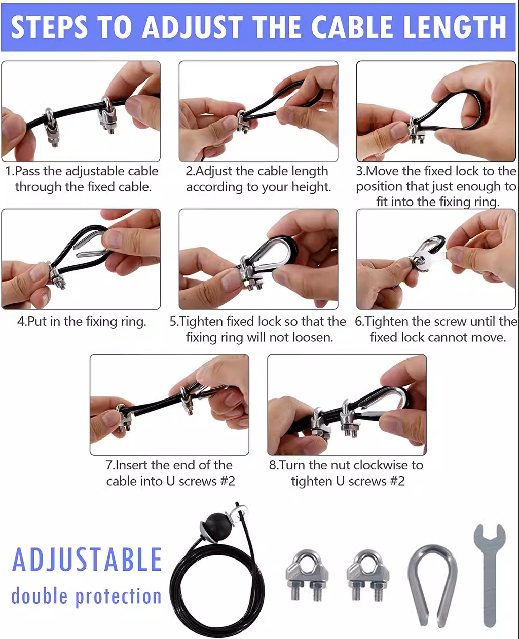 Home Fitness Pulley System – (Single Pulley With Long Pull Rod & 3-Head Rope)