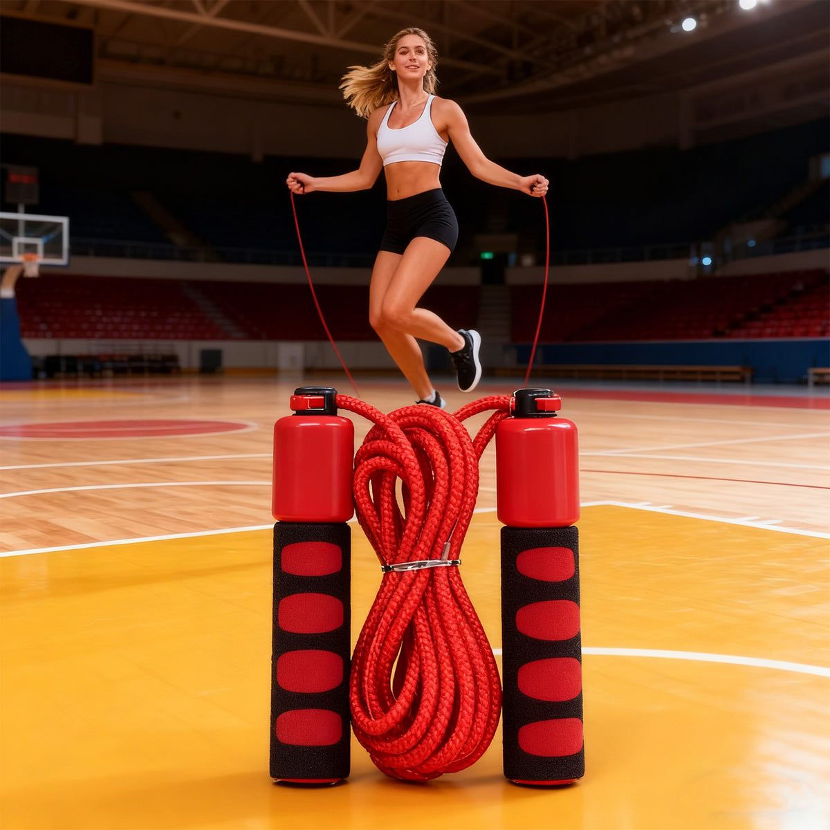 Jump rope with counter dimensions and features