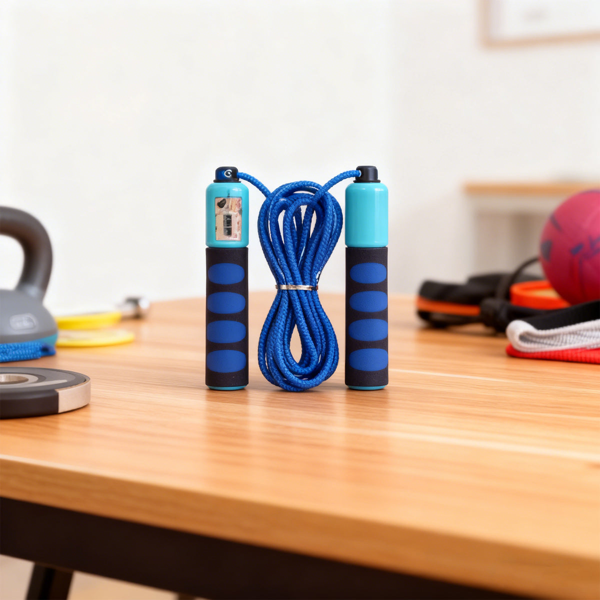 Jump rope handles and adjustable cord close-up