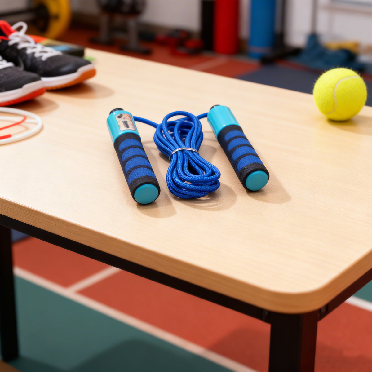 Adjustable jump rope handle and counter detail