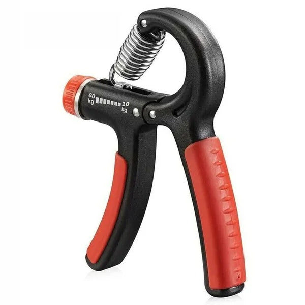 Black and red adjustable hand grip trainer with counter