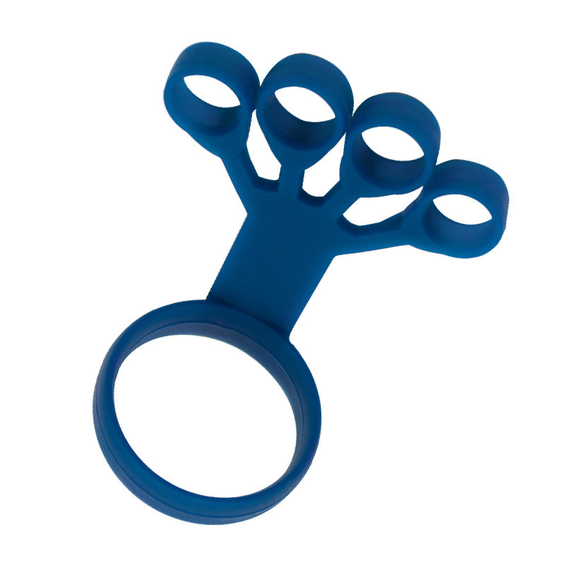 Blue silicone finger extensor trainer with medium resistance and wrist loop