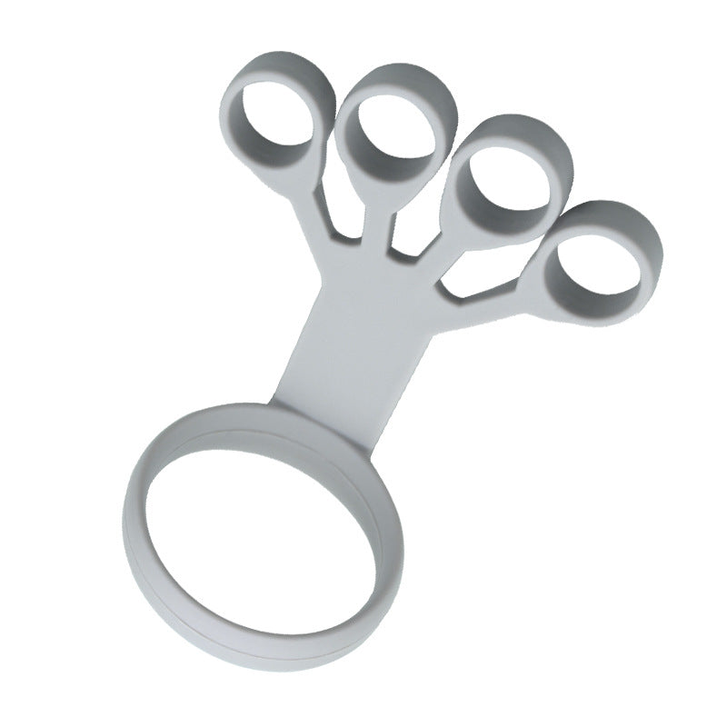 Grey silicone finger extensor trainer with light resistance and wrist loop