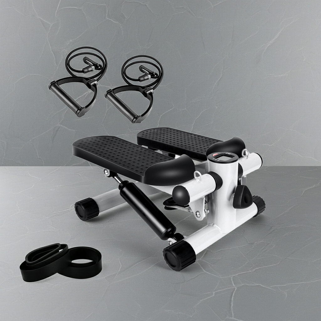 Compact Full-Body Mini Stepper with Resistance Bands