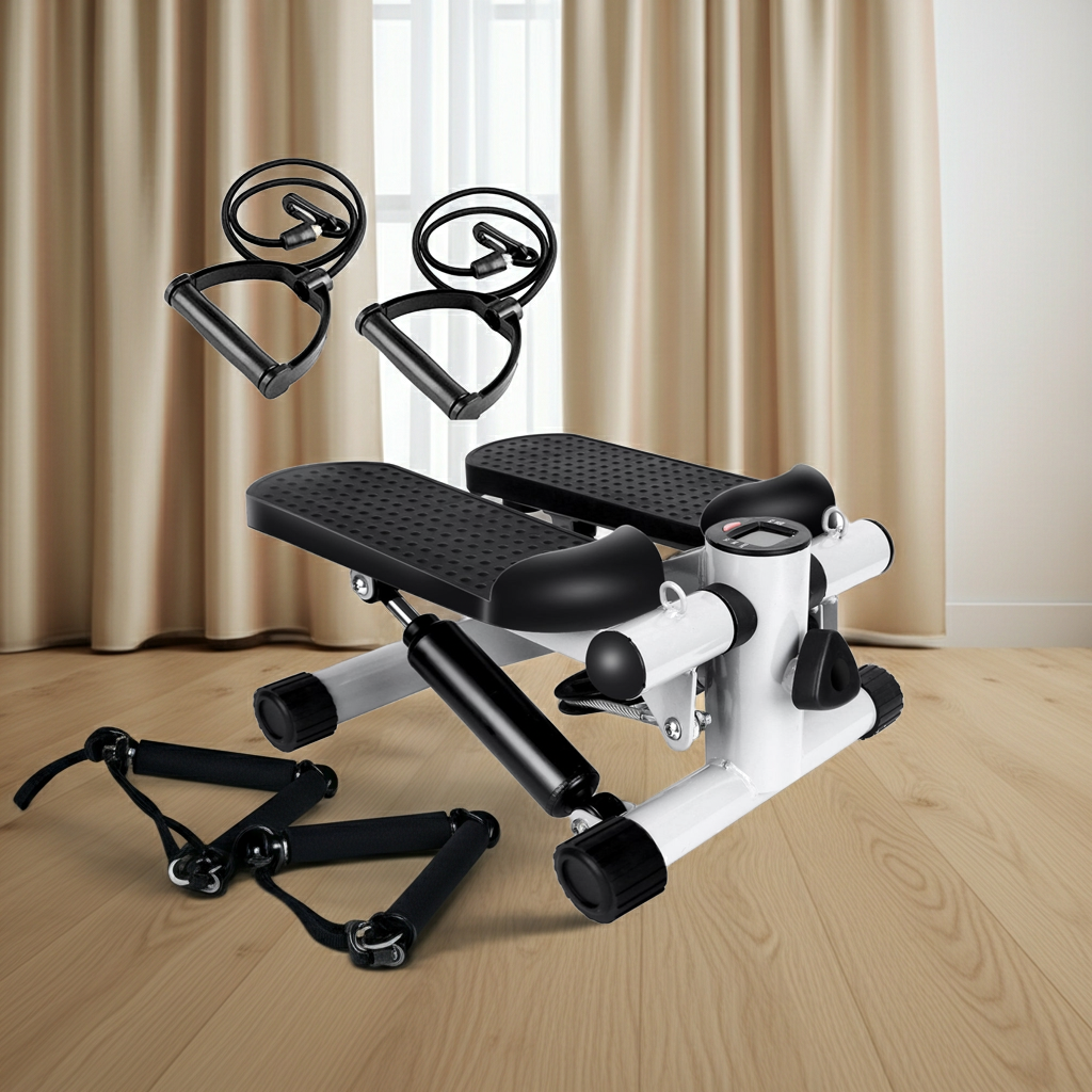 Compact Full-Body Mini Stepper with Resistance Bands